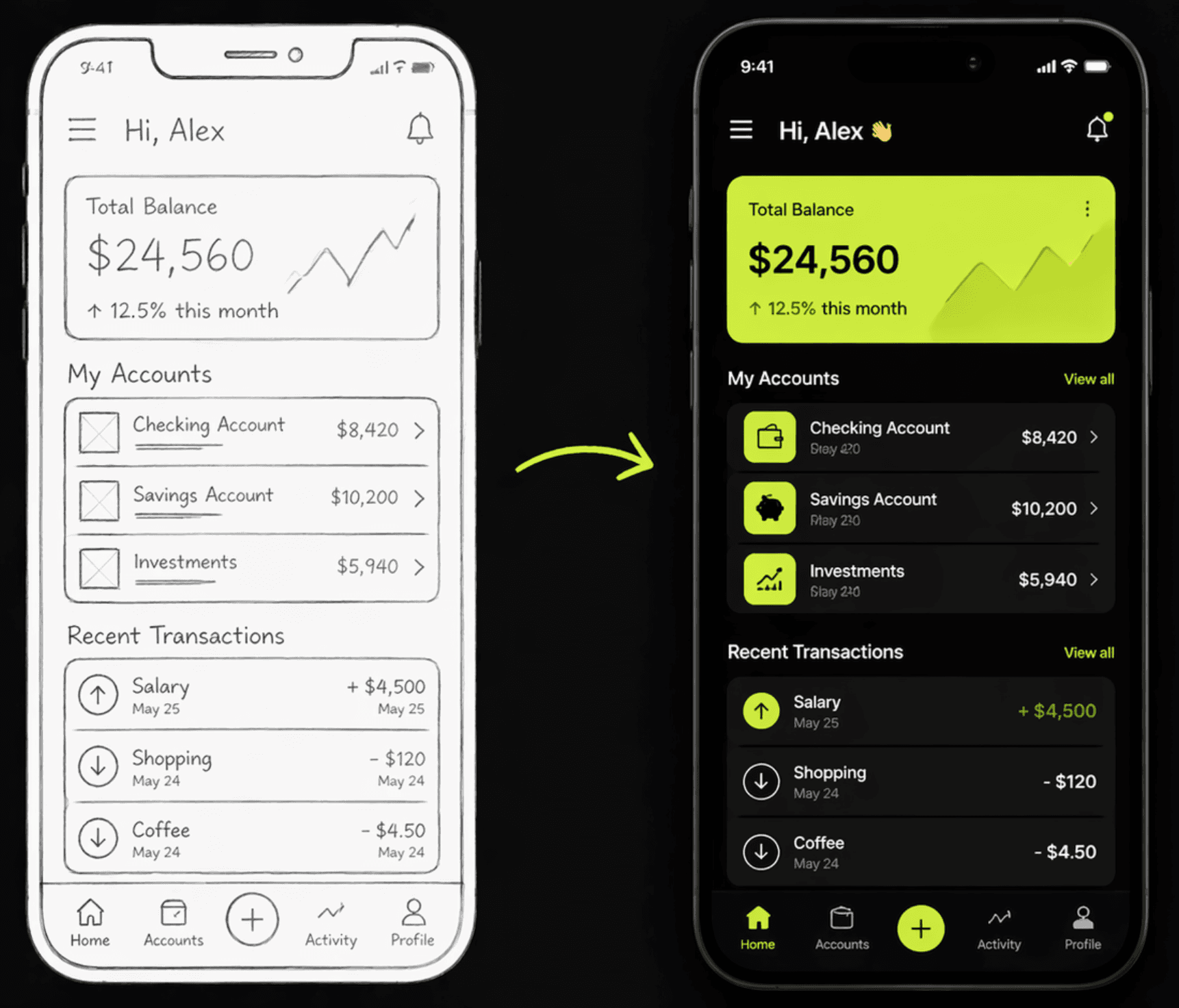 AI product UI showcase